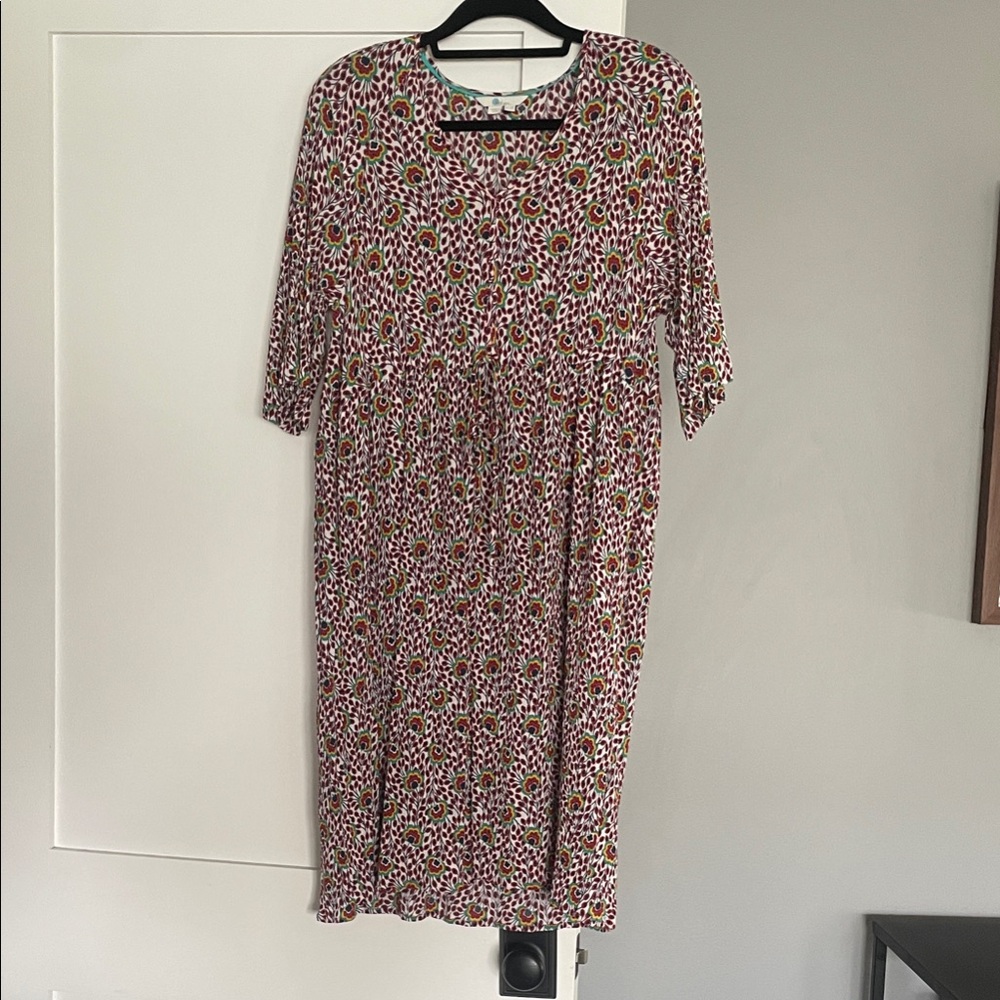 Boden Red and White Floral Midi Dress